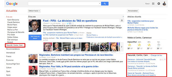 Capture d'ecran de la page Google News, Edition France